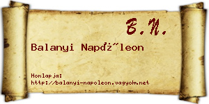 Balanyi Napóleon névjegykártya